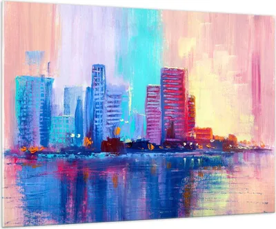 Produktbild von Bilder auf glas - Stadt Haus Straße - 100x70cm - Glasbilder - Wandbilder - Kunstdruck - zum Aufhängen bereit - Wanddekoration aus Glas - Glas Bilder - Wandbild auf Glas - Einteilig - GAA100x70-4023