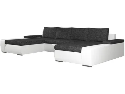 Produktbild von NABBI Ecksofa U mit Zerlegung ein Lagerraum Melfi L / P - schwarz (Berlin 02)/ weiß (weich 17)