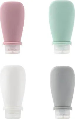 Productafbeelding van Famanu Reisflessen set, 4 stuks - 90 ml, siliconen, lekvrij, in verschillende kleuren