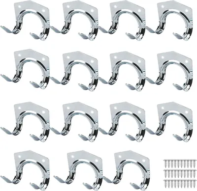 Imagen del producto de Ganchos para herramientas, doble, 15 unidades, con 30 tornillos, para garaje y jardín