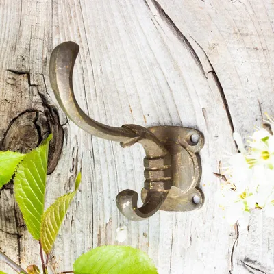 Produktbild von Rustikaler Haken, Garderobenhaken, Kleiderhaken, Eisen, Antik-Messing