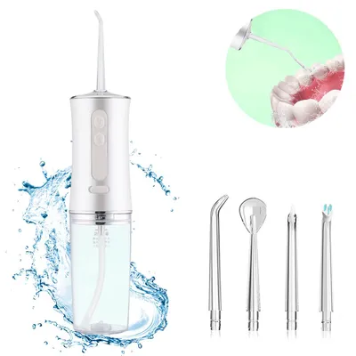 Produktbild von Stück kabellose Munddusche – Tragbarer DIY-Zahnreiniger, wiederaufladbar, wasserdicht (IPX7), 3 Reinigungsmodi, kleine Munddusche für Reisen, Zahnspangen- und Brückenpflege