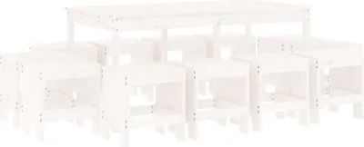 Image de vidaXL Ensemble de jardin 13 pièces blanc pin massif