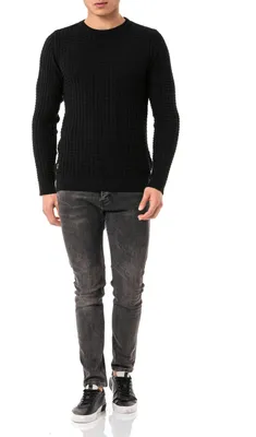 Produktbild von Red Bridge Herren Strickpullover Pullover Schwarz XL