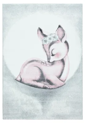 Immagine prodotto di Bambi Cervo tappeto camera bambini pelo corto rettangolo 200x290cm rosa