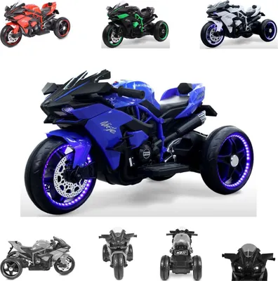 Produktbild von Moni Kinder Elektromotorrad Ninja, drei Kunststoffräder, LED-Beleuchtung, Mp3 blau