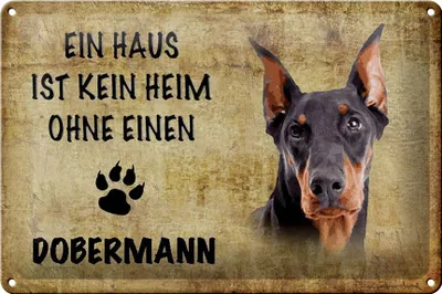 Produktbild von Blechschild Spruch 30x20cm Dobermann Hund ohne kein Heim