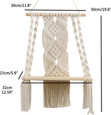 Produktbild von Boho macramé závesná polička, tkaný strapcový gobelín, nástenná dekorácia