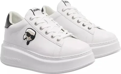 Produktbild von Karl Lagerfeld Anakapri NFT Lo Damen In Weißen Schwarzen Leder Sneakers – 8 Großbritannien - 41 EU - 10 US / Weiß schwarz