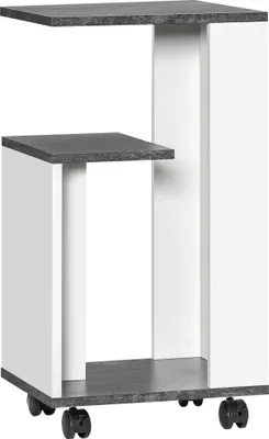 Produktbild von Nachtschrank, mit 4 Rollen, 3 Regale, 35 x 29,5 x 65,5 cm, Grau/Weiß
