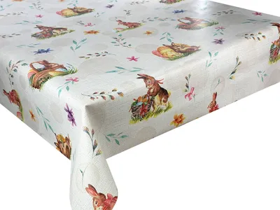 Obrázok produktu pre Voskované plachty Veľkonočná obrus Voskovaná plachta Záhradný obrus Umývateľný Zajačik WL 1150-1 120x140 cm