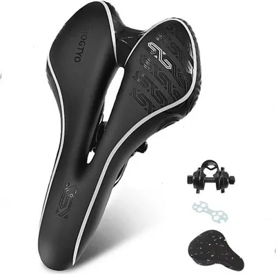 Image de Selle ergonomique avec gel de silicone et housse imperméable pour femmes et hommes - Selle de VTT pour vélo de randonnée et de course, vélo d'appartement et vélo électrique