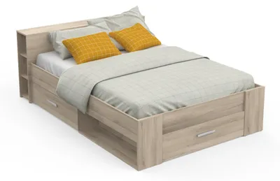 Bett mit Stauraum 140x190 cm Eiche 3 Schubladen