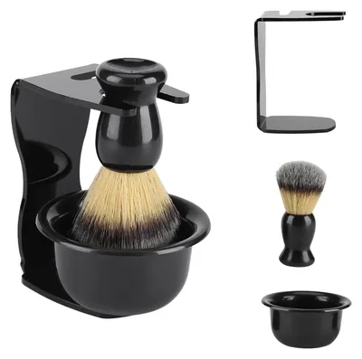 Produktbild von 3-teiliges Set aus professioneller Rasierbürste, Ständer und Schale für Herren