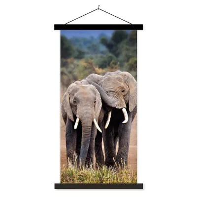 Produktbild von MuchoWow® Textilposter Elefant - Tiere - Bäume - Natur 60x120 cm mit schwarzem Rahmen - Magnete
