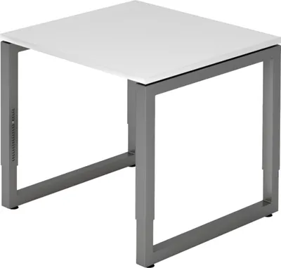 Produktbild von bümö Schreibtisch Serie-R - Nachbildung: Weiß, Größe:  80 x 80 cm, Gestell: Graphit