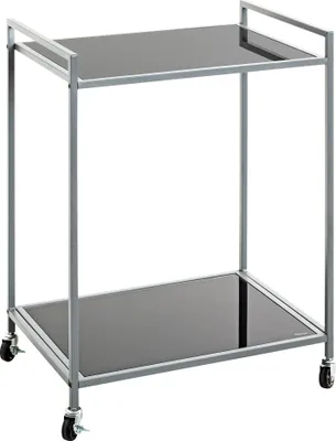 Productafbeelding van HAKU serveerwagen met wielen, grijs - metaal, veiligheidsglas 5 mm, afmetingen: 50x69x36 cm