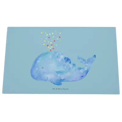 Produktbild von Mr. & Mrs. Panda Schneidebrett Aus Glas Wal Konfetti - Blau Pastell - Geschenk, Glasschneidebrett, Schneideplatte, Abnehmen, Schneidbrett, Motivation, Meer, Neustart