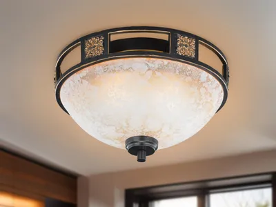 Produktbild von Trio Leuchten - Landhaus I Vintage Rural runde Deckenleuchte I Deckenlampe I Lampe I Leuchte Rost Farbe 33 cm - QuintaI 2-flammig I Wohnzimmer I Schlafzimmer - Stahl Rund - LED geeignet E27