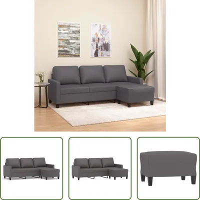 Produktbild von The Living Store 3-Sitzer-Sofa mit Hocker Grau 180 cm Kunstleder