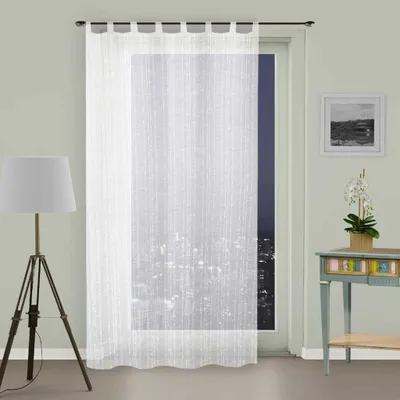 Polyester-Vorhang mit Schlaufen 135x250 cm Weiß, waschbar