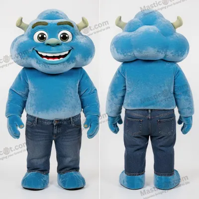 Productafbeelding van Blauwe grijnzende ogre mascotte MASTICOT
