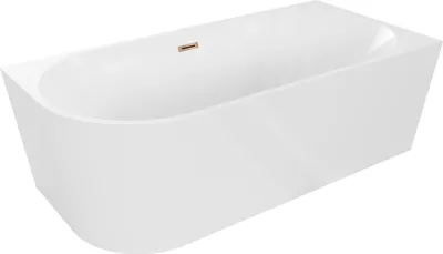 Immagine prodotto di Mexen Mia vasca da bagno autoportante ad angolo destro 160 x 75 cm, bianca, troppo pieno oro rosa - 52691607500P-60