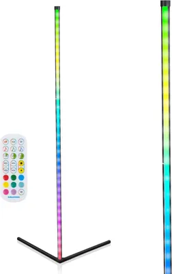 Obrázok produktu pre LED stojaca lampa Grundig - RGB stojaca lampa 140 cm - LED stojaca lampa stmievateľná RGBW - rohová lampa do obývačky vrátane diaľkového ovládania a hudobného senzora