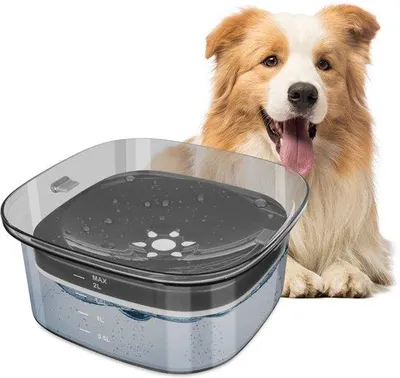 Produktbild von Schwimmender Wassernapf für Haustiere, 2 Liter Fassungsvermögen, auslaufsicherer großer Trinknapf für Hunde und Katzen, schwarz