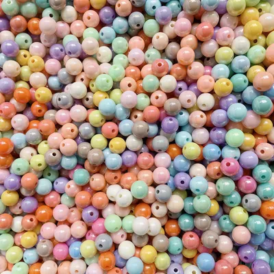 Acrylperlen zum Auffädeln, bunt, rund, 8 mm, 730 Stück