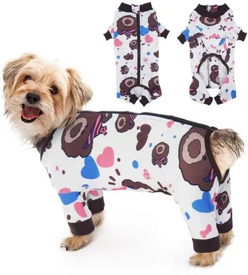 Productafbeelding van Ibenzoa® Hondenpyjama en herstelpak van ademend katoen – geschikt voor kleine tot middelgrote honden, met een rits aan de rug en elastische stof