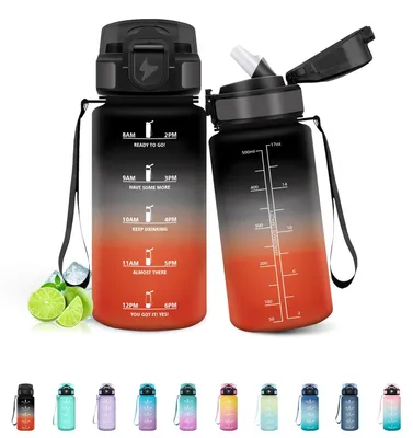 Produktbild von Trinkflasche Kinder 500ML BPA-frei, auslaufsicher, Sportflasche mit Strohhalm