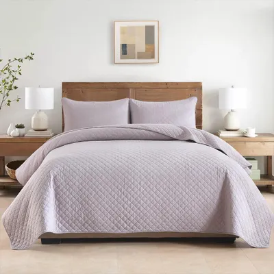 Obrázok produktu pre Bavlňová prikrývka na posteľ, 250 x 270 cm, kompletná sada, obliečky na vankúše 60 x 85 cm, sivá, 2 kusy