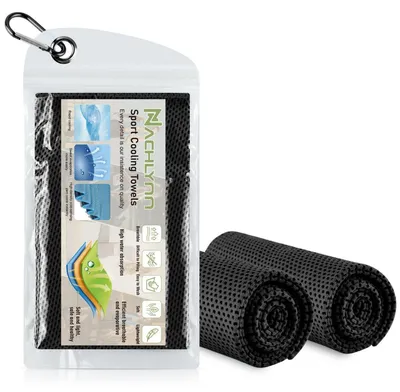 Immagine prodotto di Asciugamano in microfibra rinfrescante, 100 x 30 cm, colore nero, ideale per sport e viaggi