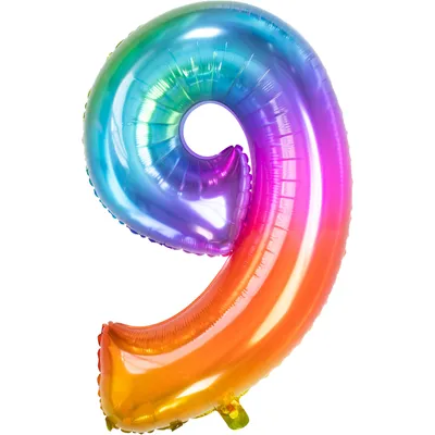 Produktbild von Folienballon Zahl 9 bunt / regenbogen 86cm
