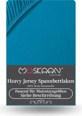Produktbild von Heavy Jersey Spannbettlaken 180x200 cm - 200x220 cm + 40 cm Boxspringbett 160 g/m² petrol