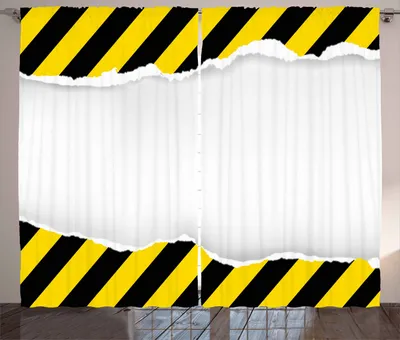Produktbild von ABAKUHAUS Konstruktion Rustikaler Gardine, Zerrissener Papieralarm, Schlafzimmer Kräuselband Vorhang mit Schlaufen und Haken, 280 x 225 cm, Gelb Weiß Schwarz