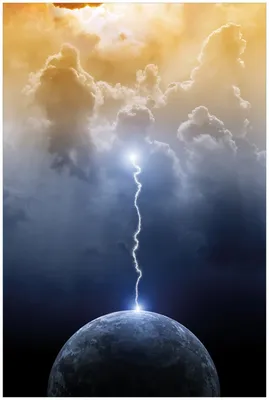 Produktbild von Wallario Premium Glasbild, freischwebende Optik, kräftige Farben, Größe 90 x 60 cm Motiv Gewitter über der Erde