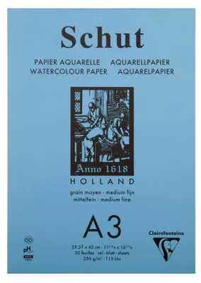 Immagine prodotto di Carta da acquerello Schut con motivo blu, 250 g, formato A3, 30 fogli, per artisti