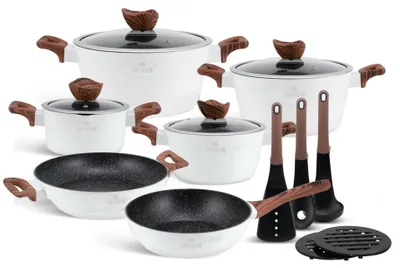 Produktbild von 15-teiliges Kochset – Pfannenset – Bratpfannen – Töpfe mit Deckel – Töpfe und Pfannen – geeignet für Induktionsherde