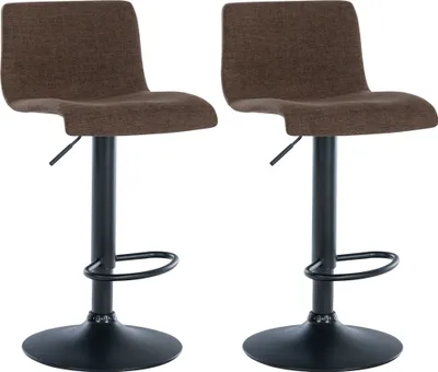 Produktbild von CLP 2er Set Barhocker Branford höhenverstellbar und 360 drehbar braun Material Stoff