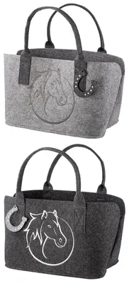 Obrázek produktu pro Gilde Tasche, "Hlava koně", motiv podkovy, motiv koně, filc, světle šedá, tmavě šedá, délka 26 cm, šířka 40 cm, výška 25 cm, 49179, 4063387491799, 2 kusy (2 varianty)