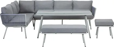 Produktbild von home24 Loungeset - 5-teilig - Eisen / Polyester - Grau