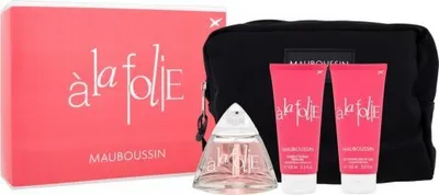 Zdjęcie produktu dla Mauboussin Prestige Box 2021 A La Folie Woda perfumowana 100ml Perfumowany żel pod prysznic 100ml Perfumowane mleczko do ciała 100ml Świeca Amber Elixir 110g