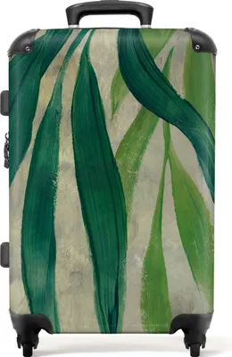 Produktbild von NoBoringSuitcases.com® Großer Koffer - Blätter - Grün - Pflanzen - Natur - Vintage - Kombinationsschloss TSA - Hartschalen Trolley 4 Rollen - 72 liter - Reisekoffer - 66 cmKoffer Mittelgroß 67x43x25 cm, 72L,