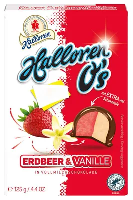 Produktbild von Halloren O's Erdbeer & Vanille 125g