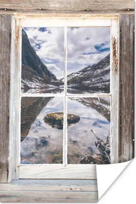 Produktbild von MuchoWow® Poster Aussicht - Berg - Wasser 120x180 cm - Kunstposter