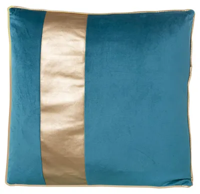 Samtkissen 45x45 cm, Blau/Gold, mit Reißverschluss
