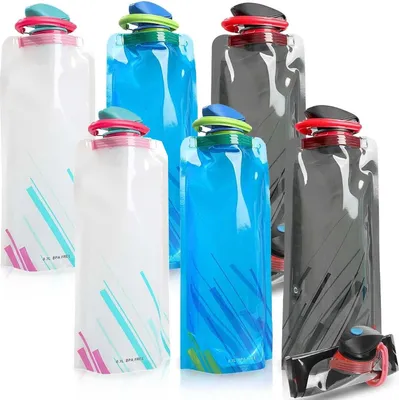 Produktbild von Zusammenklappbare Wasserflaschen 700 ml - 6 Stück - Wiederverwendbare Trinkflaschen für abenteuerliche Aktivitäten