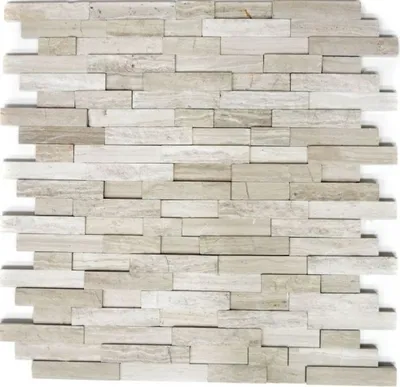 Produktbild von Mosani MOS40-3D20_f, Mosaik, Marmor, Grau, Indoor, Rechteck, 315 mm